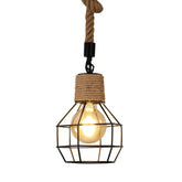 Suspension Luminaire Industrielle, Lustre en Bois et Corde